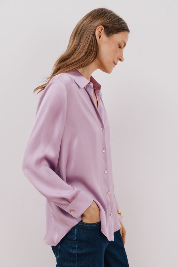 Cortefiel Camisa satinada Morado