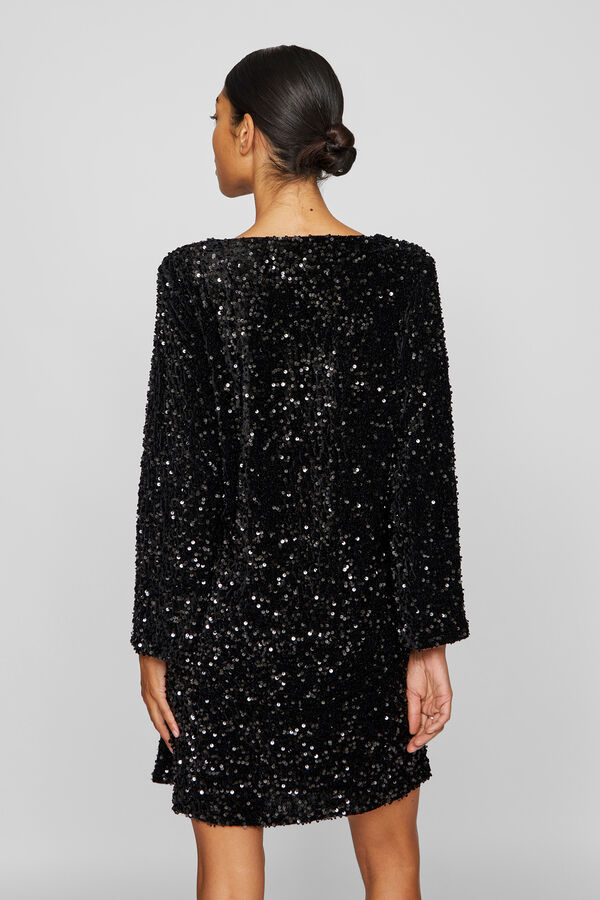 Vila Vestido curto com lantejoulas Preto