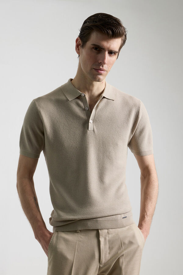 PuroEGO Camisa polo de malha camisola Tostado