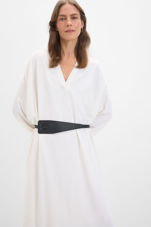 Cortefiel Vestido negro cinturón Branco