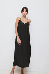 Vila Vestido de al&ccedil;as midi Preto