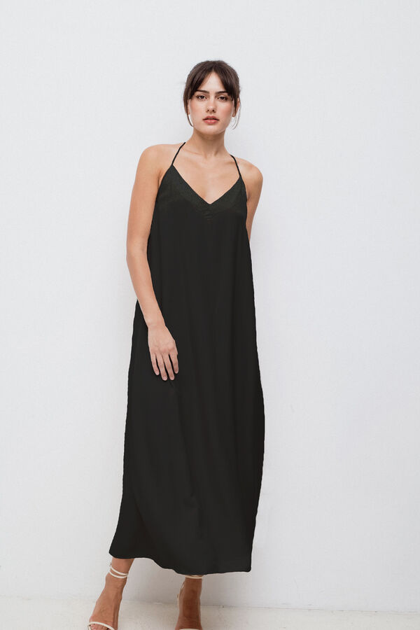 Vila Vestido de al&ccedil;as midi Preto