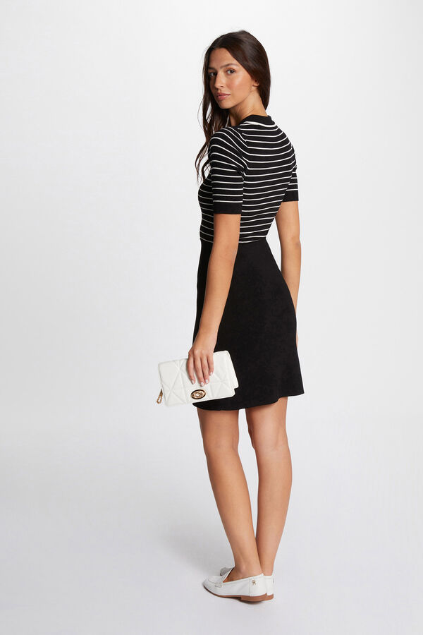 Morgan Vestido curto de malha com riscas Preto