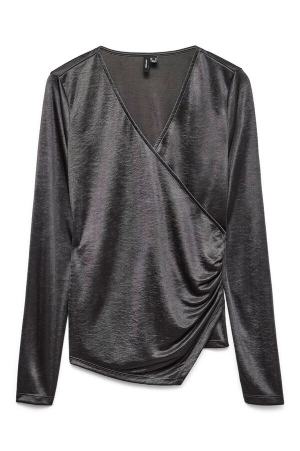 Vero Moda Top de manga larga tejido metalizado Gris oscuro
