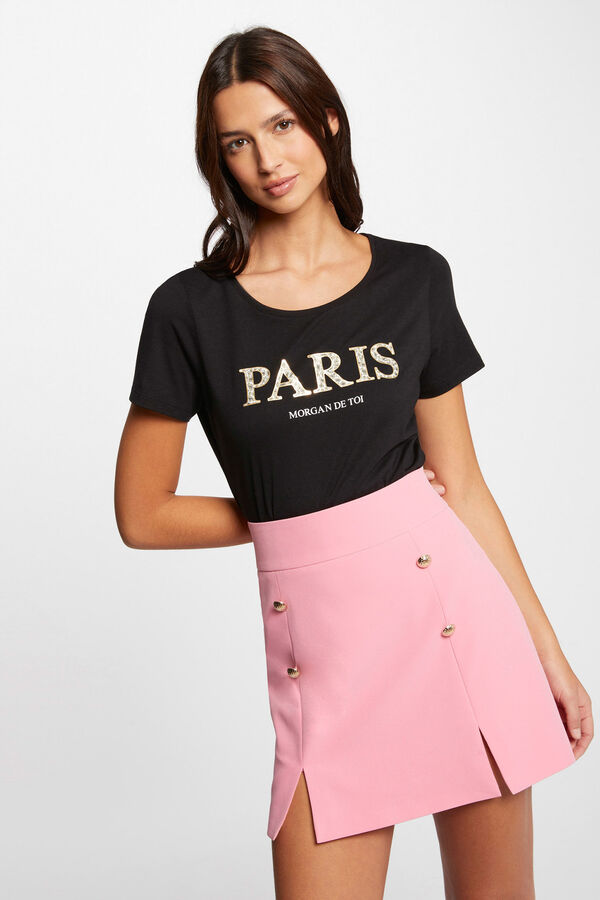 Morgan Camiseta con mensaje Negro