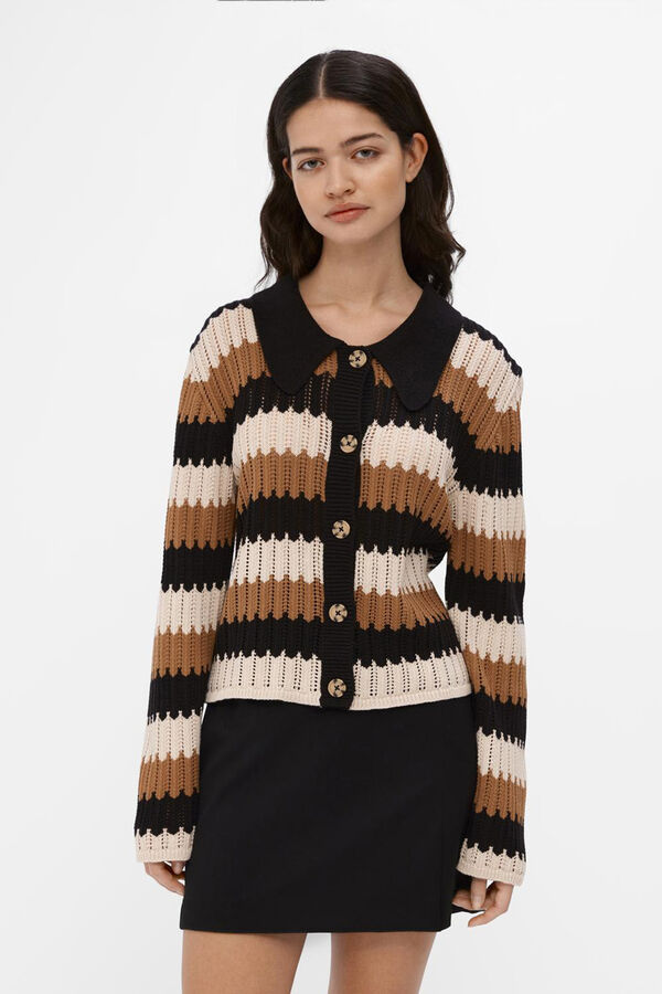 Object C&aacute;rdigan de rayas y cuello polo Gris