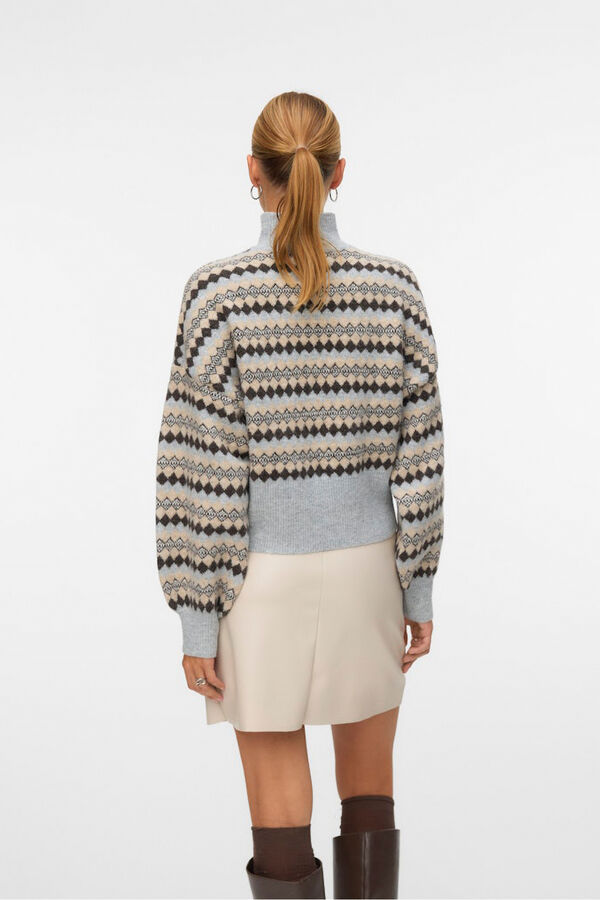 Vero Moda Camisola de gola estampado Cinzento