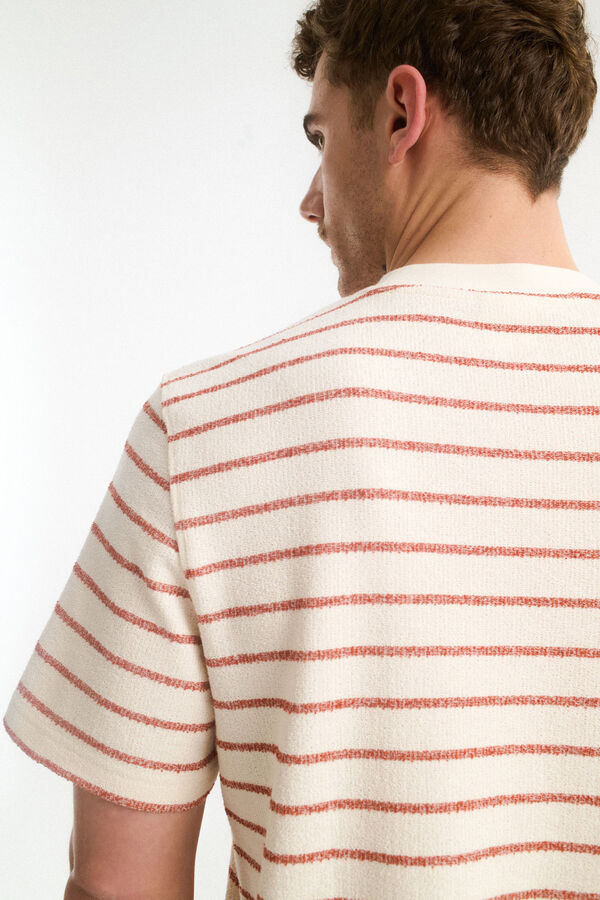 Selected Camiseta estilo camisola riscas de manga curta Vermelho