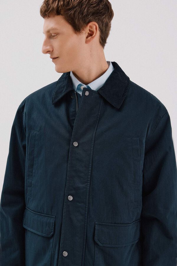 Cortefiel Chaqueta cuello combinado Azul marino