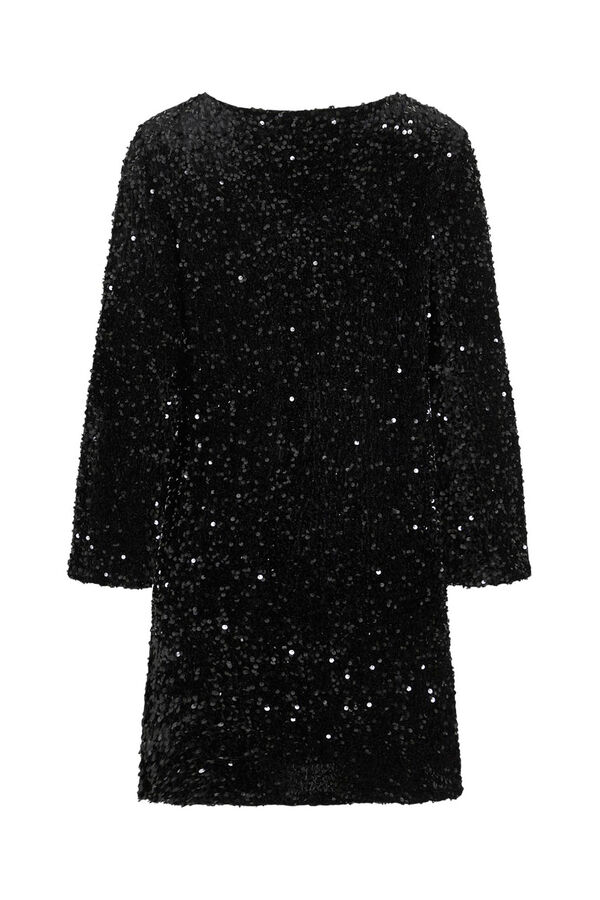 Vila Vestido curto com lantejoulas Preto