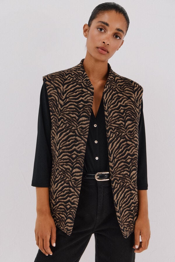 Cortefiel Chaleco tejido animal print Multicolor