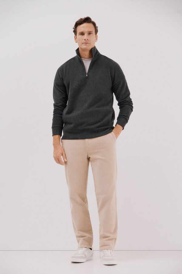 Cortefiel Sudadera cuello cremallera Gris