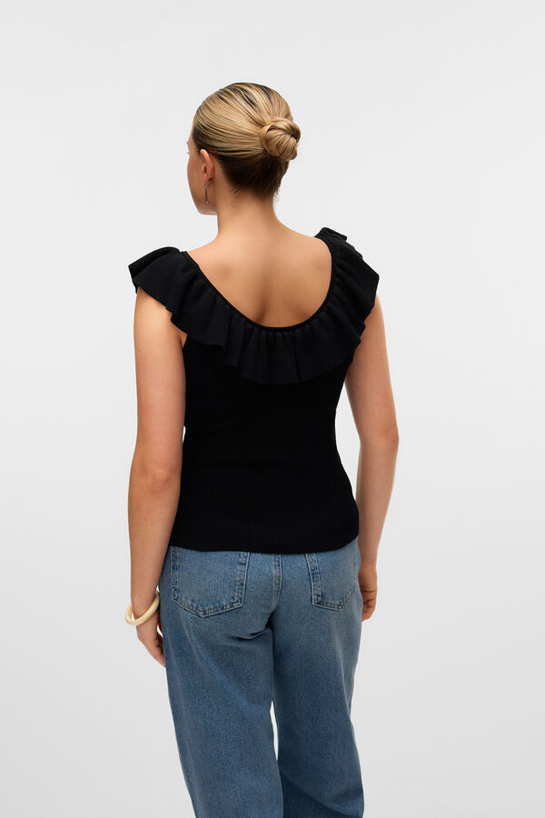 Vero Moda Top tirante grueso y volantes Negro