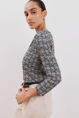 Cortefiel Camiseta fluida com decote em bico Impress&atilde;o