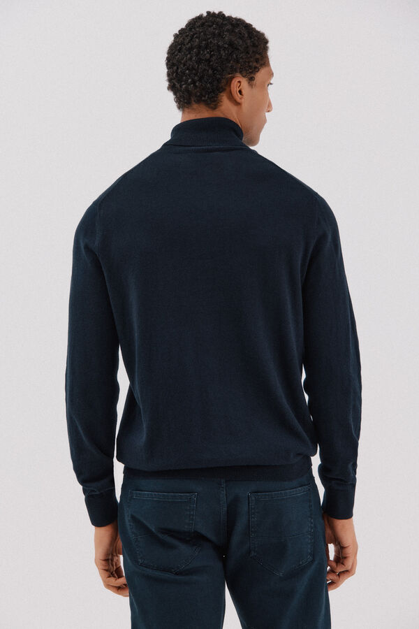 Cortefiel Camisola algod&atilde;o caxemira gola alta Azul