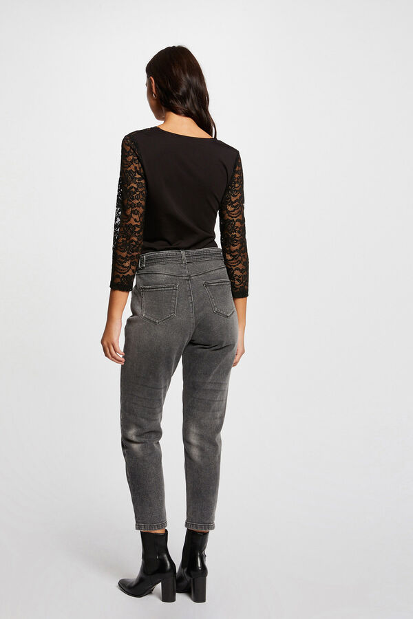 Morgan Camiseta manga 3/4 con encaje Negro