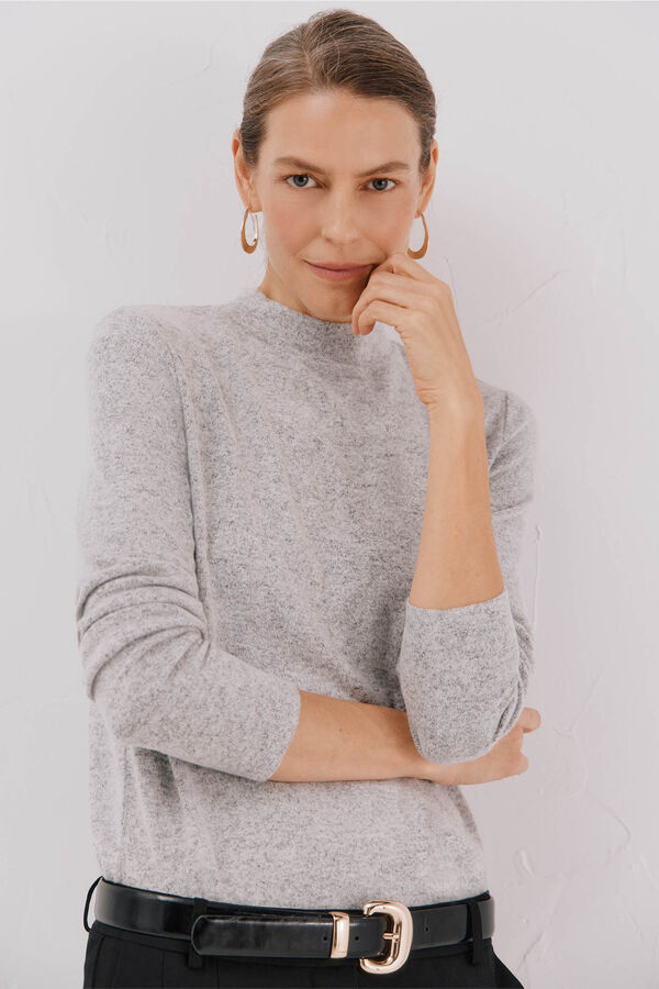 Cortefiel Camiseta b&aacute;sica cuello perkins Gris