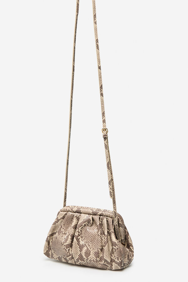 Cortefiel Bolsa mala de tiracolo com estampa de cobra Tostado