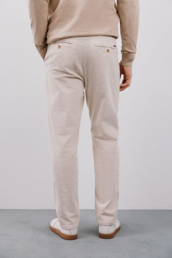 Cortefiel Calças chino bombazina Ecru