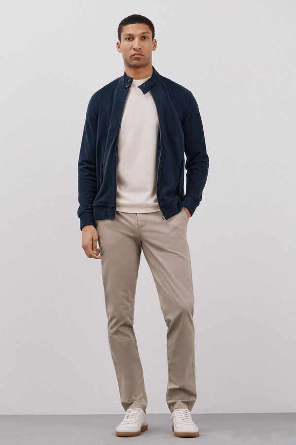 Cortefiel Calça calças chino slim fit com estampa Tostado