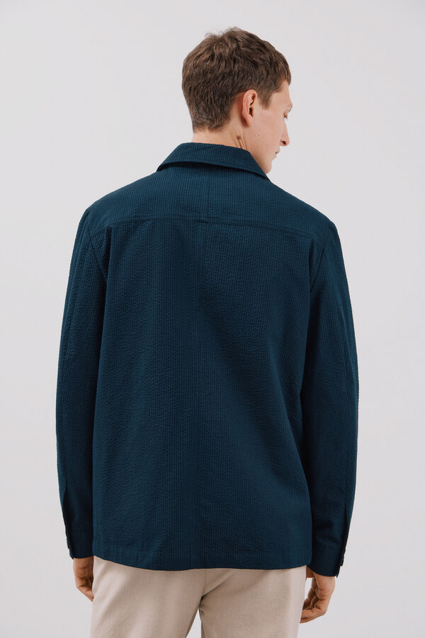 Cortefiel Camiseta Seersucker Azul