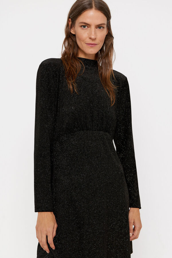 Cortefiel Vestido veludo com brilho Preto