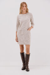 Cortefiel Vestido curto de tweed Tostado