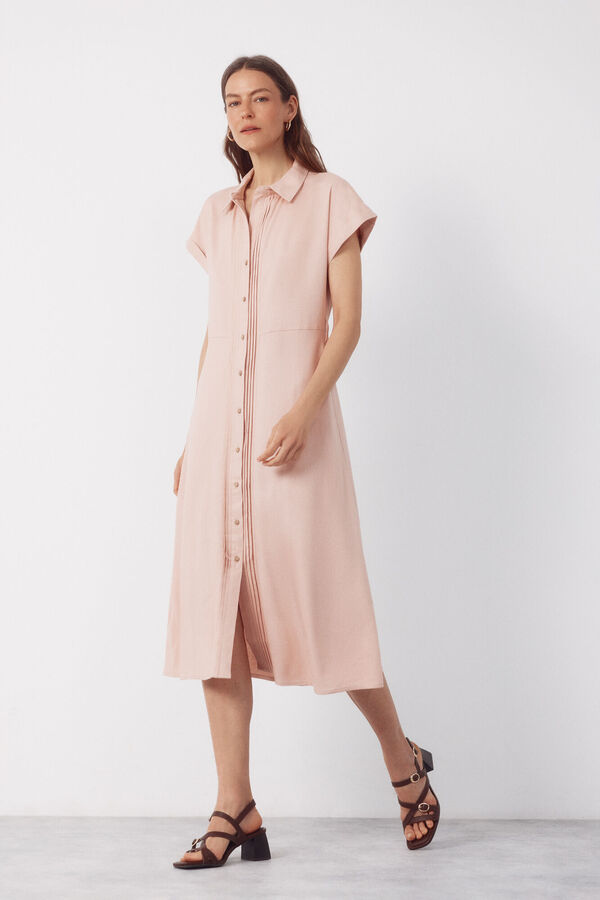 Cortefiel Vestido lino Rosa