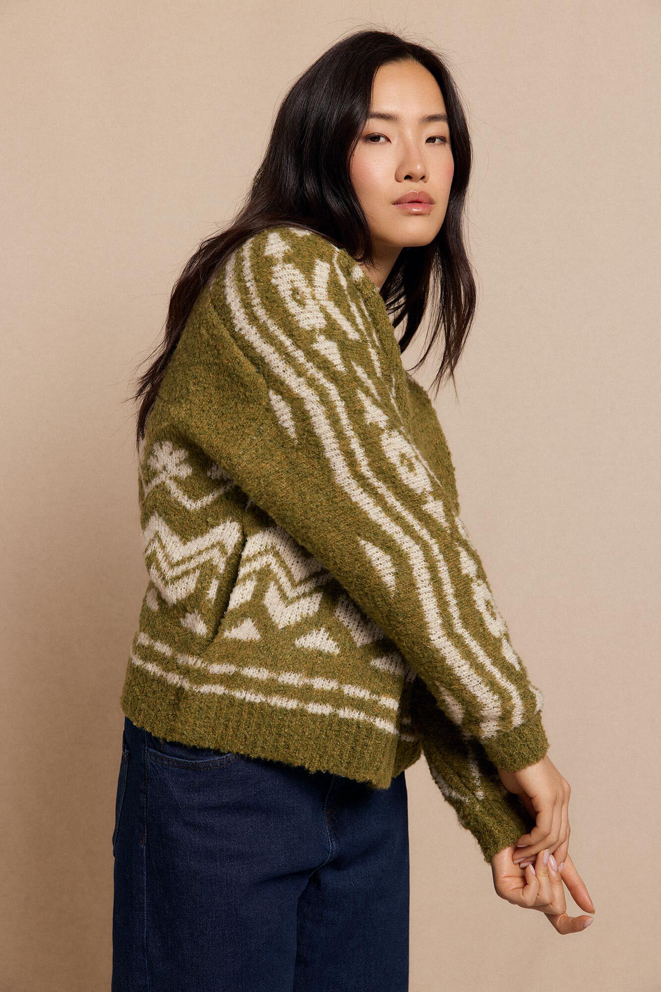 Slowlove malha bomber de jacquard