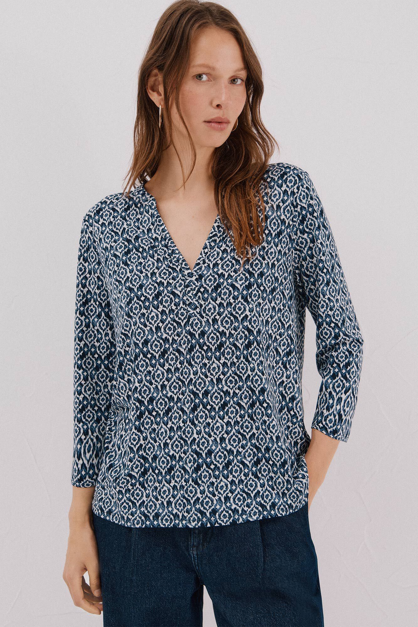 Cortefiel Blusa b&aacute;sica com gola mao