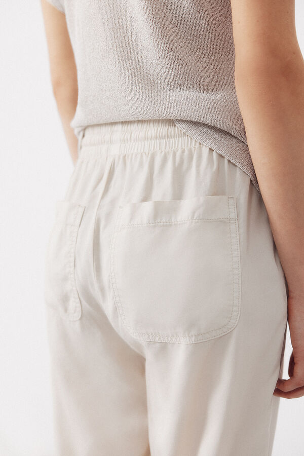 Cortefiel Pantalones Fluidos Tencel Beige