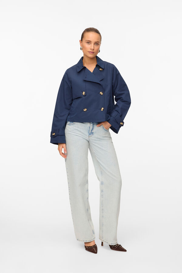 Vero Moda Trench coat curto com bolsos Azul