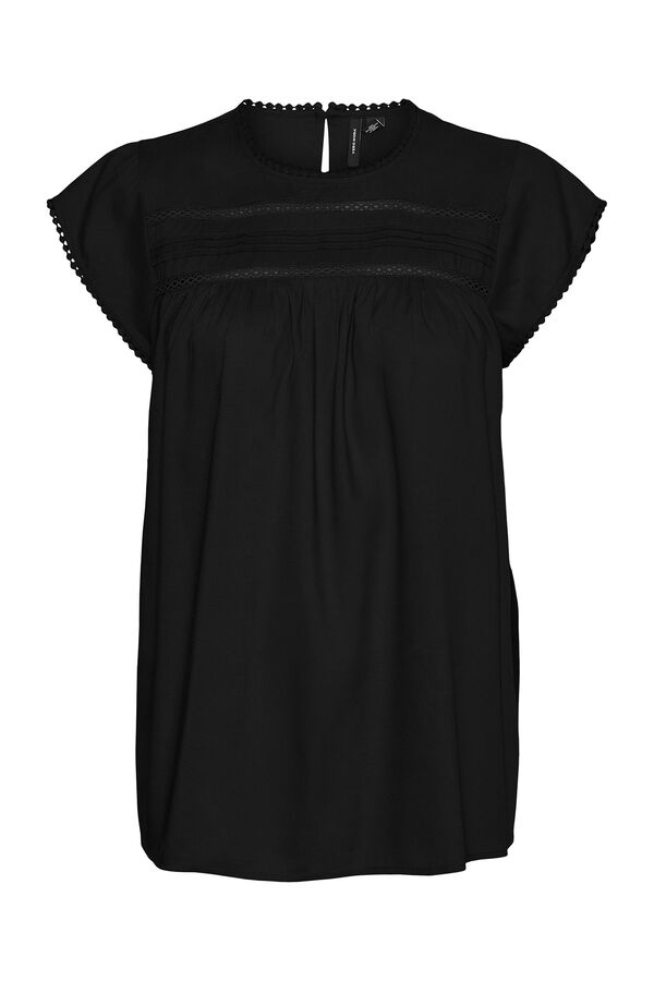 Vero Moda Blusa fluida de cuello redondo Preto