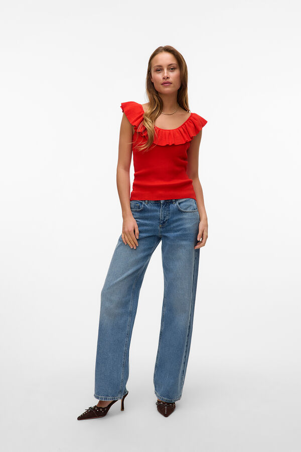 Vero Moda Top tirante grueso y volantes Vermelho