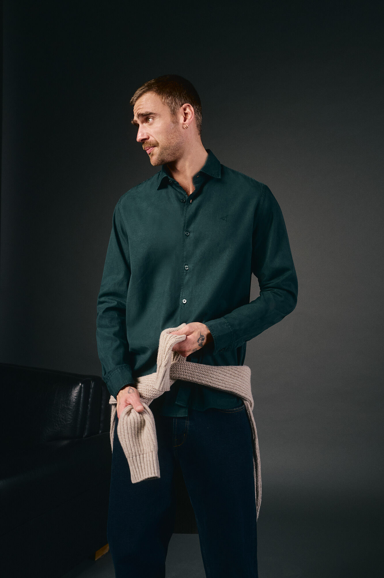 OOTO Camisa twill liso tencel algod&oacute;n
