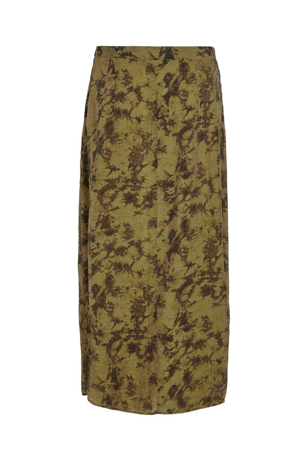 Vila Falda midi estampada Marr&oacute;n