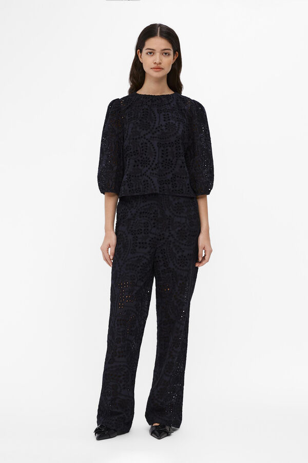 Object Pantal&oacute;n bordado perforado Negro
