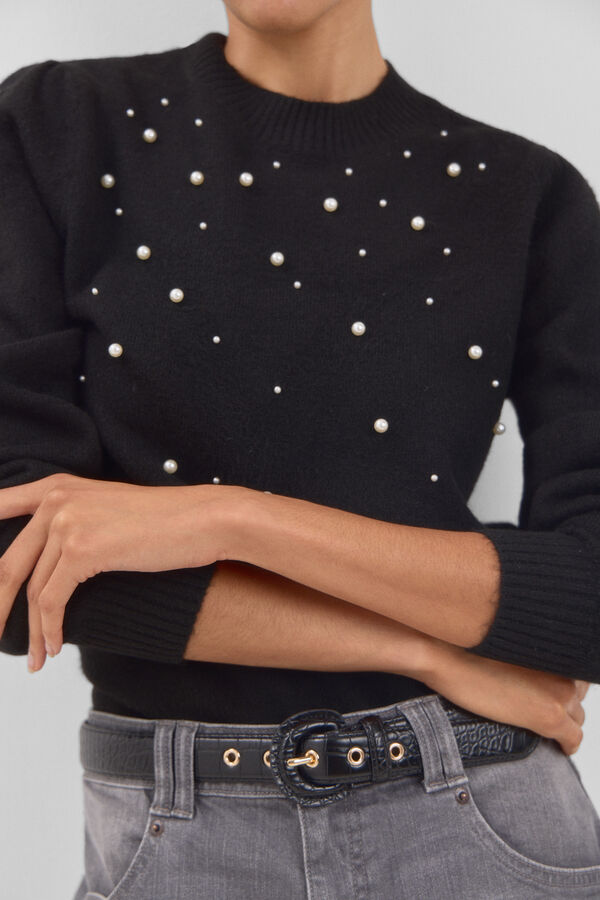 Cortefiel Jersey cuello vuelto Negro