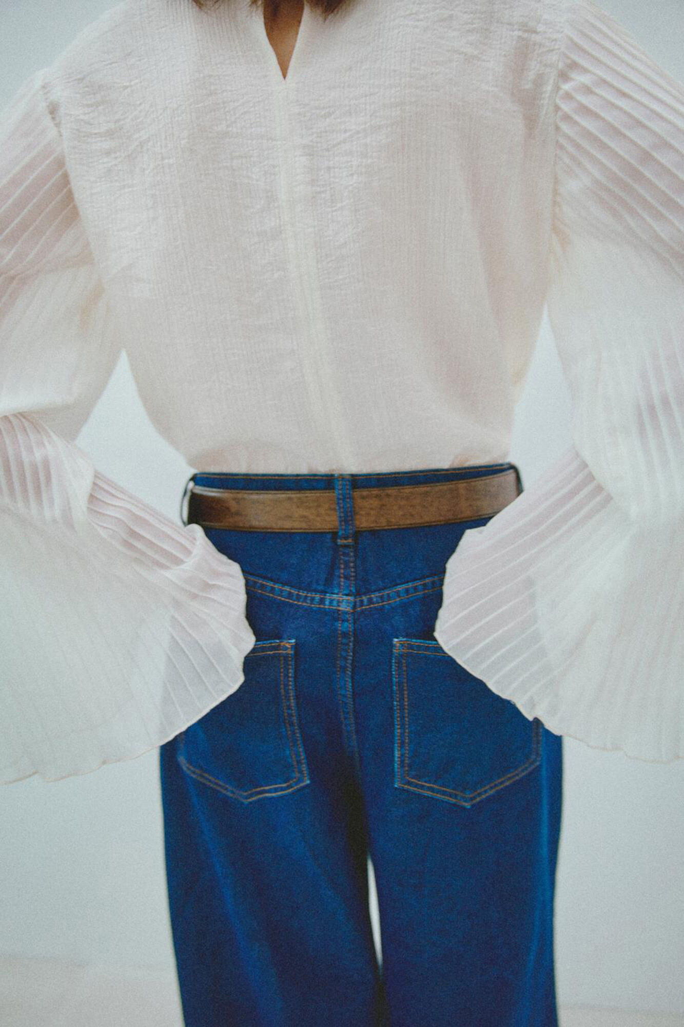 Vila Blusa con manga larga plisada