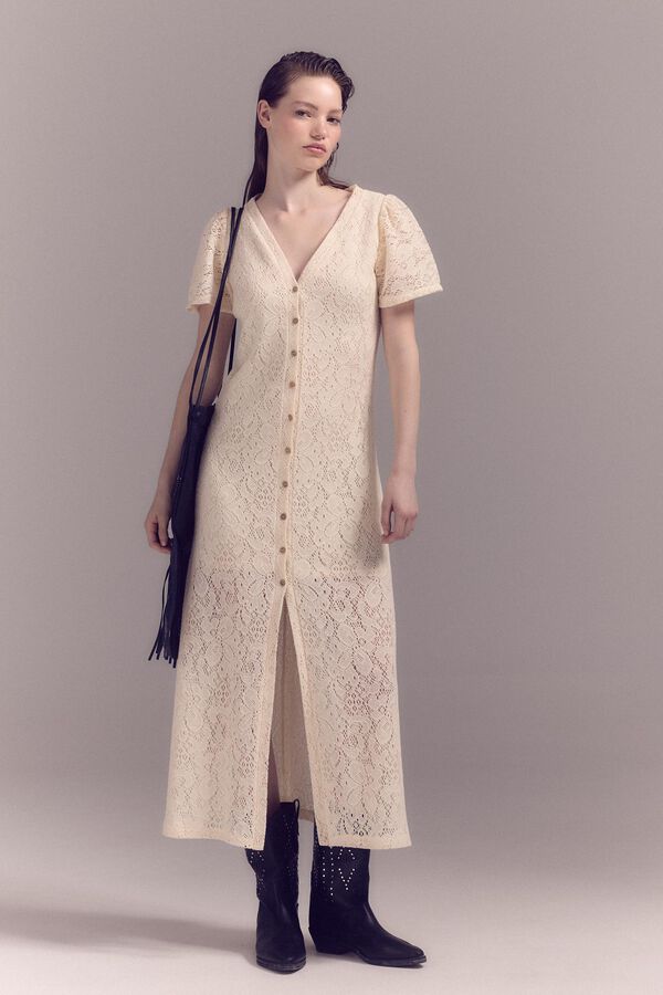 Slowlove Vestido renda Ecru