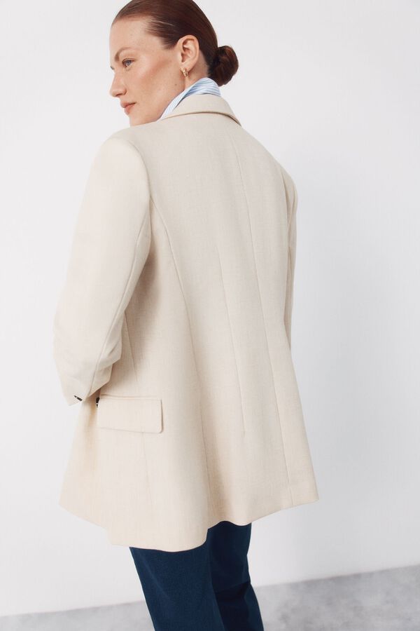 Cortefiel Blazer com lapelas largas Ecru