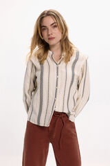 Vila Blusa con bordados de algod&oacute;n Beige
