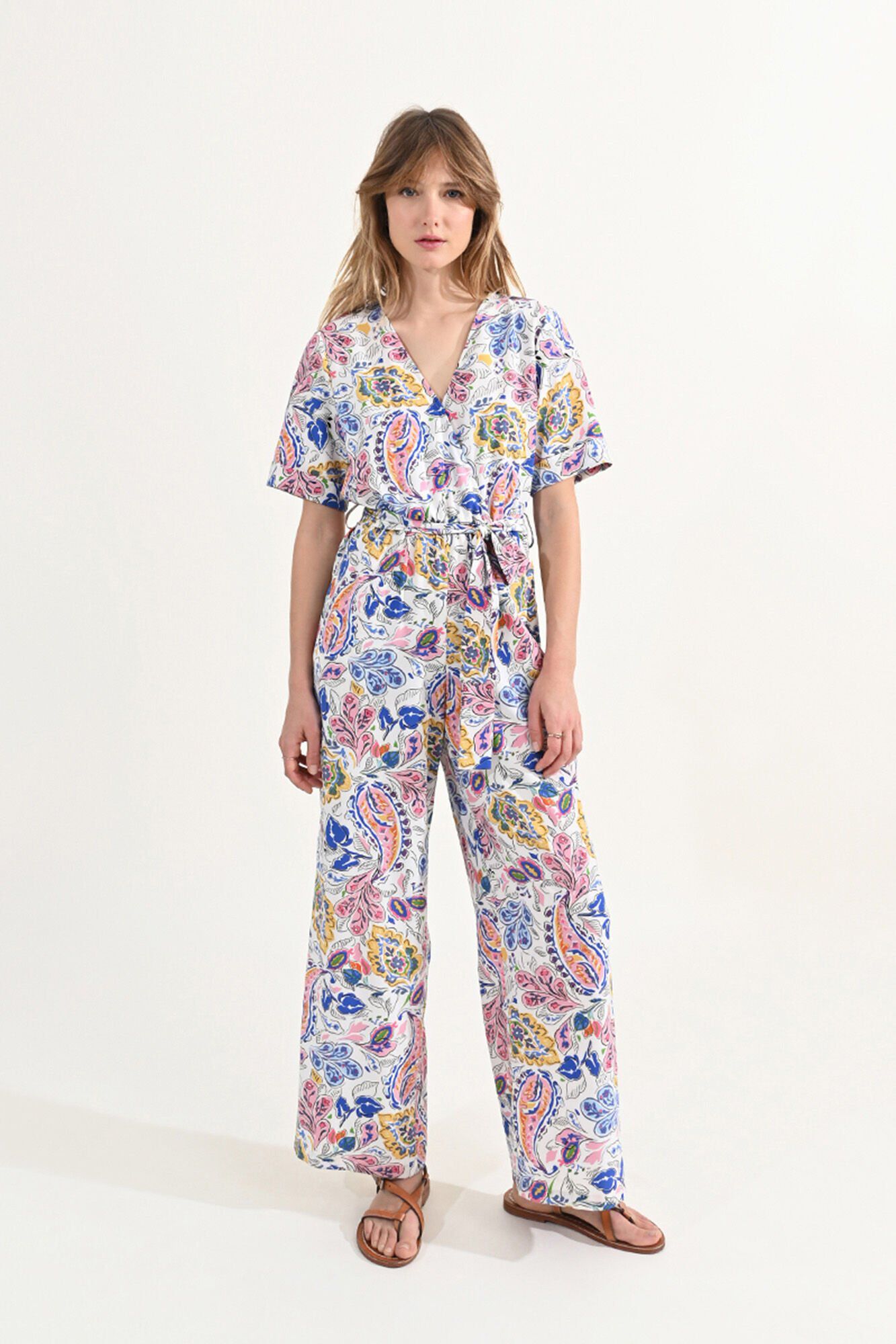 Molly Bracken Mono de mujer largo con estampado y lazada