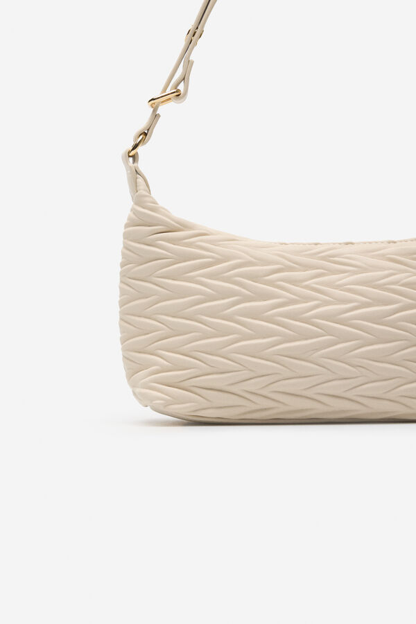 Cortefiel Bandolera gofrada espiga Marfil