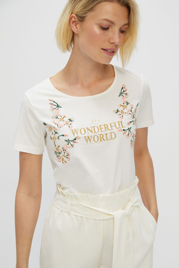 Cortefiel Camiseta estampado floral Estampado blanco
