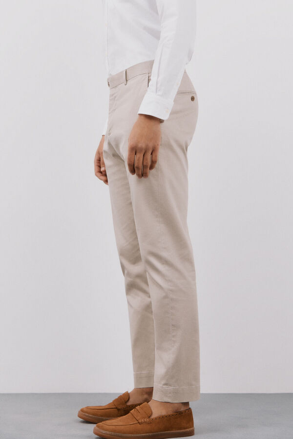 Cortefiel Pantal&oacute;n algod&oacute;n y lino Beige