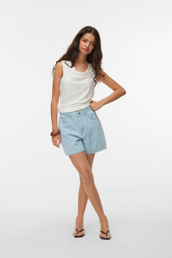Vero Moda Top sin mangas con calados Blanco