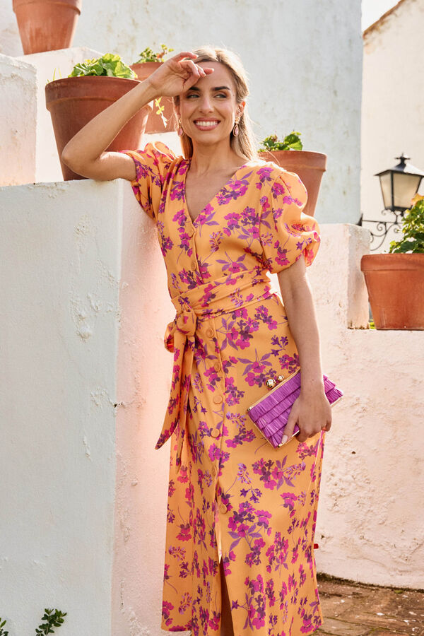 Pol&iacute;n Et Moi Vestido de flores Sua Dourado