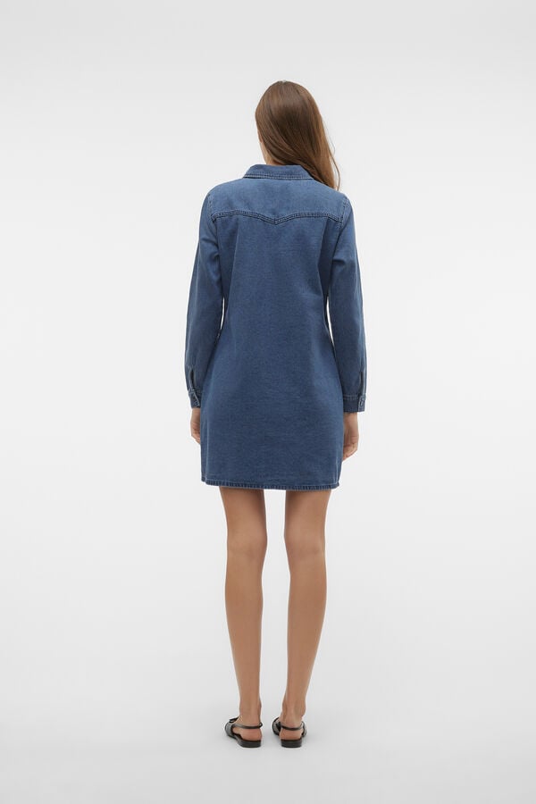 Vero Moda Vestido jeans curto de manga comprida Azul