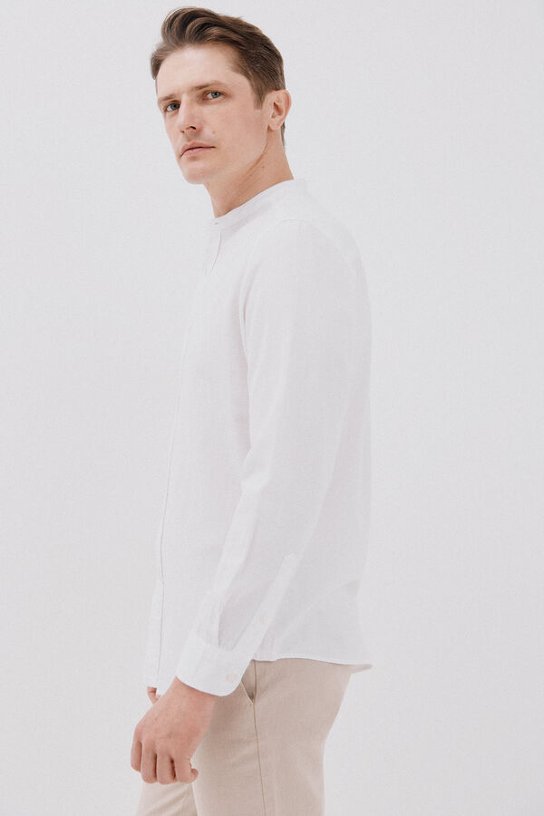 Cortefiel Camisa lisa gola mao. Branco